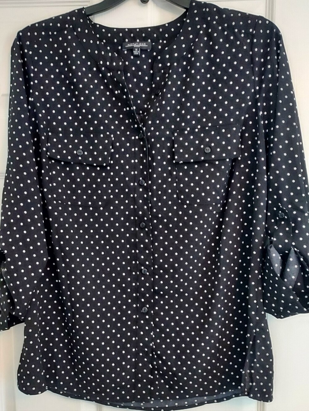 No Boundaries Black & White Polka Dot Button-Front Blouse